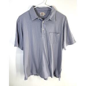 Faherty Brand Mens Blue Organic Cotton Short Sleeve Pocket Polo Shirt Size L